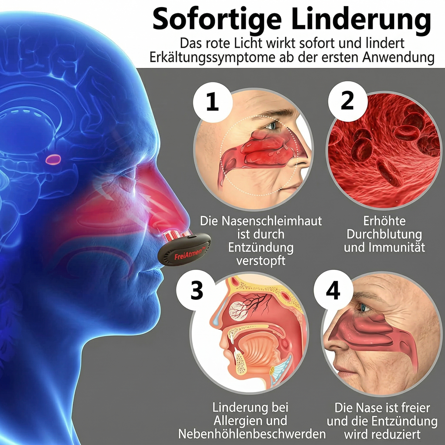 FreiAtmen™ Nasen-Rotlichttherapie